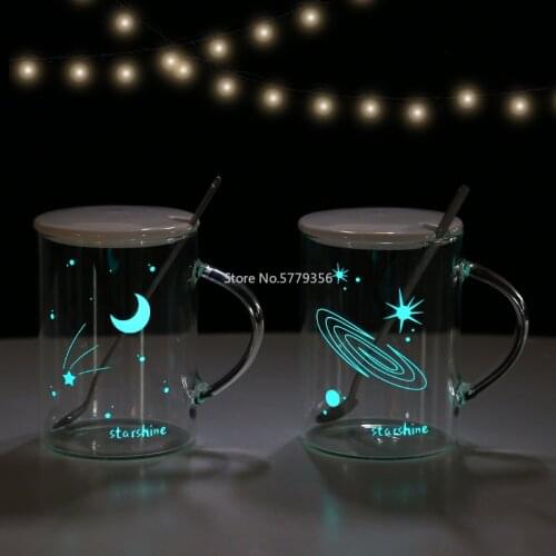 Luminous Glass Water Cup Very Beautiful Milk Breakfast Cup Household Flower Tea Cups Coffee Cups