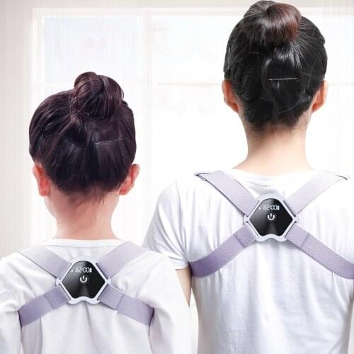 Smart Voice Posture Corrector Children LCD Display Timing Counting Posture Correction Belt Vibration Reminder Back Corrector