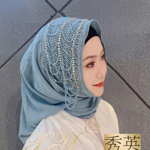 Vintage Head Covers Muslim Handmade Triangle Sunscreen Lady Hijab