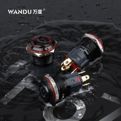 WD 16mm Ring+Power style light 5A IP67 Metal Push Button Switch