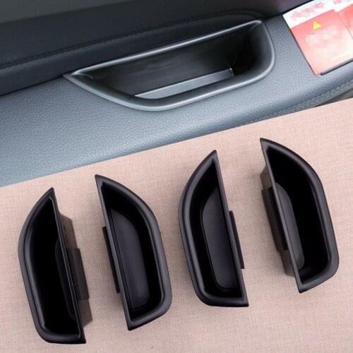 4Pcs/Set ABS Black Car Interior Door Armrest Storage Box Fit For Mercedes Benz E Class W212 2010 2011 2012 2013 2014 2015