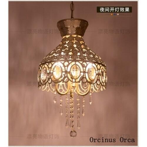 Southeast Asia exotic Golden Crystal Chandelier corridor Restaurant Bar Bohemia Vintage led Iron Chandelier free shipping