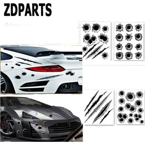 ZDPARTA 1PC Car Styling 3D Bullet Holes Fender Vent Stickers For Suzuki Grand Vitara Swift SX4 Mitsubishi ASX Audi A 4 Fiat 500