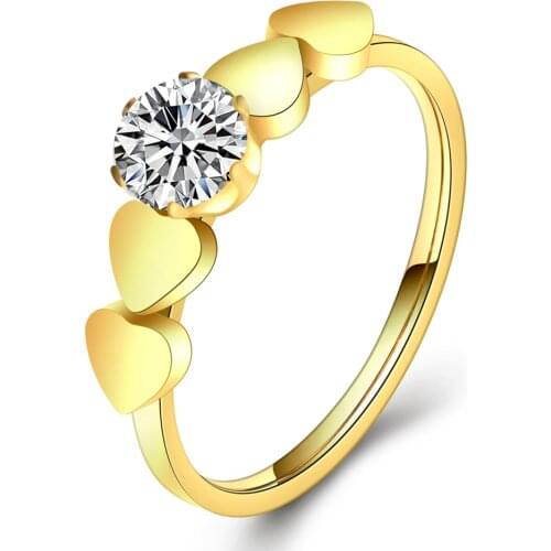 Women Engagement Girls Rings Fashion Stainless steel Anillos Mujer Elegant Heart Wedding jewerly Rings with Clear CZ Zircon