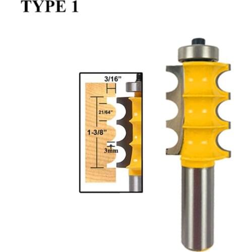 1pc 12mm 1/2 Shank Triple Flute Bead Column Molding Router Bit Line Knife Tenon Woodworking Milling Cutter Tools for Wood 03058