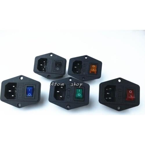 1pcs with 10A fuse ! 3pin power socket with Rocker Switch ac socket 3 Terminal Power Socket with Fuse Holder Connector