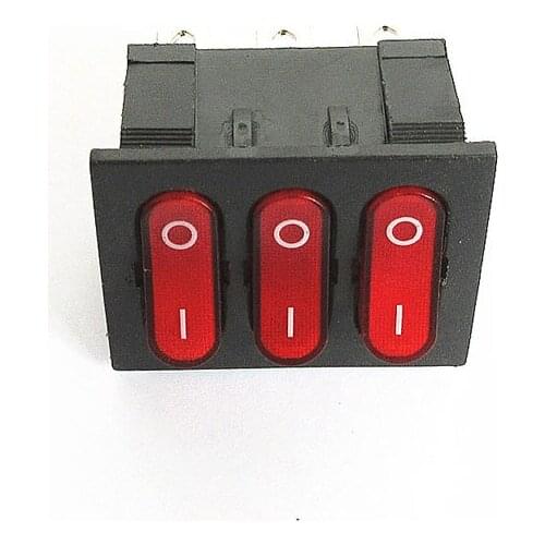 10PCS HOT NEW Power switch Triplet red warped plate boat type switch LED lamp 3in1 switch 2gear 9PIN