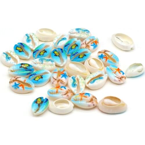 10pc/lot Loose Colorful Printing Shell Beads high quality for Charm Necklace Decoration Jewelry Making Accessories