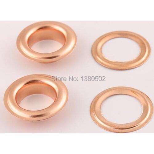 100pcs/lot 13mm outer Rose gold color Copper Grommet Eyelets with washer for belt bag garment accessories