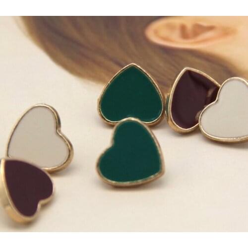 13mm Cute Vintage Red Heart Metal Shank Shirt Buttons For Clothing Green Doll Decorative DIY Crafts Sewing Accessories Wholesale