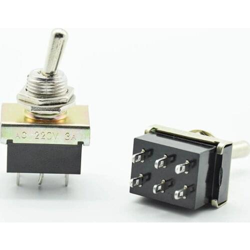 2pcs six 6 Terminals Heavy Metal Toggle Switches ON ON Kit Classic Car AC 220V 3A 12 mm mounting holes two positions