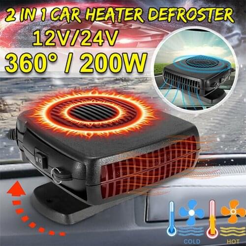 Car Heater Electric Heater Heating Cooling Fan 12V/24V 200W Portable Dryer Windshield Demister Defroster Auto Electric Heater