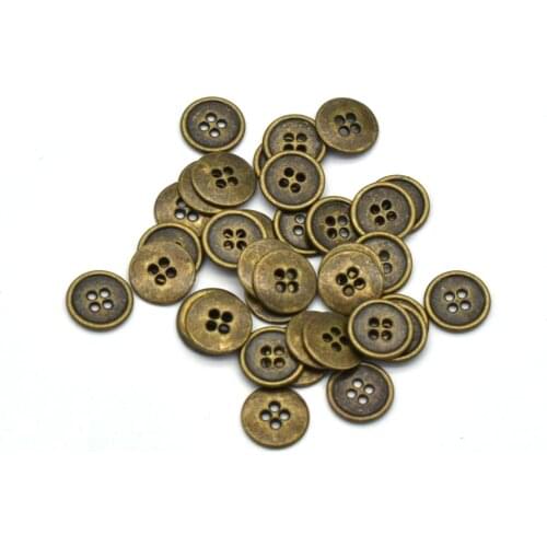 20pcs Bronze Button 4 Hole Metal Button Wholesale Buttons Suitable buttons decorative for Clothes DIY Sewing Decoration Craft