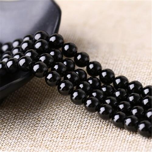 Grade AAA Natural Black Tourmaline Beads 4mm-14mm NOT Dyed Smooth Polished Round 15 Inch Strand BX08