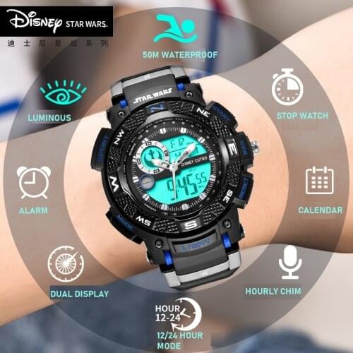 Disney Star Wars Sports Mens Watches Luxury Military Quartz Dual Display Waterproof S Shock Male Clock Relogio Masculino New