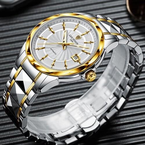 LIGE Luxury Automatic Mechanical Watch Mens Top Brand Tungsten Steel Waterproof Wrist Watch Fashion Sport Business Men Watches