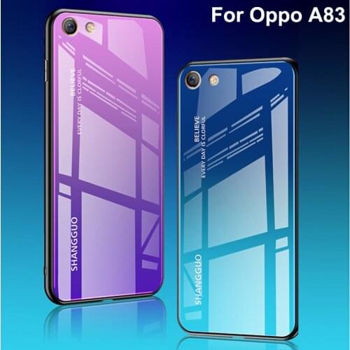 For Oppo A83 Case Capa Tempered Glass Luxury Gradient Soft Silicone Frame Back Cover For Oppo A 83 Phone OppoA83 Cases shell