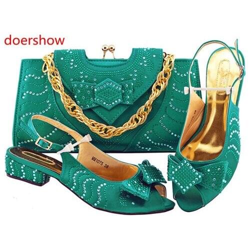 Doershow Italy fashionMatching Shoes and Bag Set African Wedding Shoe and Bag set Italy Shoe and Handbag Summer Set Women!HH1-28
