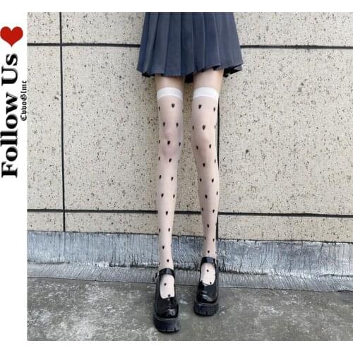 Japanese Love Over-knee Socks Female College Style JK Long Tube Socks Women Summer Ultra-thin Transparent Thigh High Socks Woman
