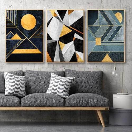 Nordic Style Canvas Painting Poster Abstract Art Modern Pictures Geometric Patterns with Luxurious Colors for Home Room Decorati