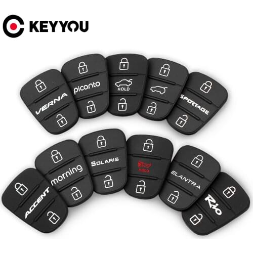 KEYYOU Replacement Rubber Pad 3 Buttons Flip Car Remote Key Shell For Hyundai I30 IX35 Picanto Solaris RIO Sportage Elantra