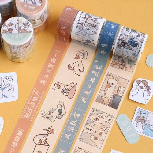 2 Pcs/Set Kawaii Cartoon Duck Washi Tape Decorative Adhesive Tape DIY Scrapbooking Sticker Label Masking Tape