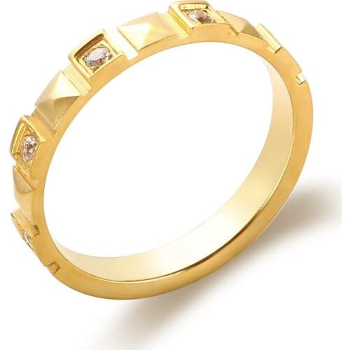 New Design Pyramid Rivet Rings Gold Plated CNC Zircon Fashion Rings For Women Men Party Wedding Jewelry Gift Wholesale