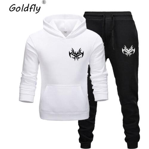 Goldfly New hot Two Pieces Set Fashion hoodies Sportswear Men Tracksuit Hoodie Autumn Men Brand Clothes Hoodies+Pants Sets