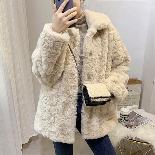 Short Fur Maomao Parker Coat Womens Lamb Fur Rex Rabbit Hair Overcoats Korean New Plush Winter Thicken mulheres casacos