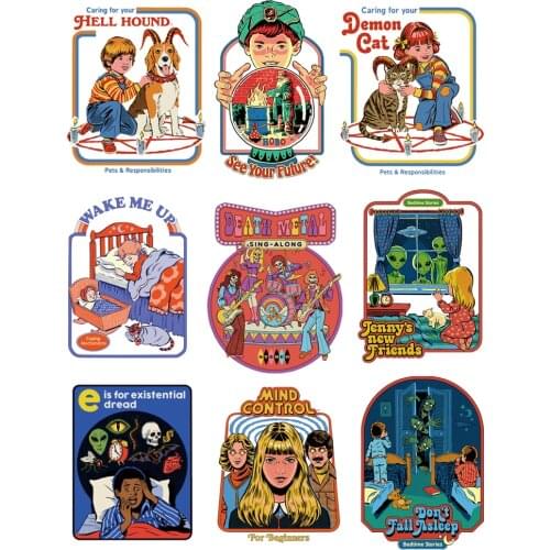 Dark humor DEATH METAL Patches for clothes DEMON CAT custom patches Flex fusible transfer DIY patches for children