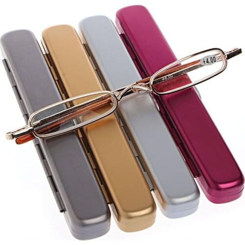 Mini Portable Metal Full Frame Reading Glasses Eyeglasses With Case +1.0 +1.5 +2.0 +2.5 +3.0 +3.5 +4.0