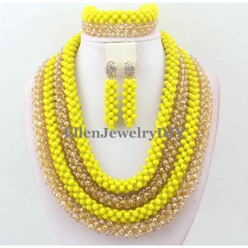 Fashionable African Beads Jewelry Sets Crystal Beads Jewelry Set Nigerian Wedding Bridal Necklace Jewelry Set W10753