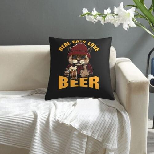 Real Cats Love Beer Kitten Owner Kitty Lover Gift pillowcase printed cushion cover sofa waist pillow pillow cover