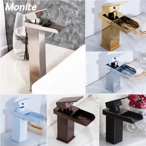 Nickel Brushed Bathroom Basin Faucet Tap Mixer Black White Painting Waterfall Chrome Brass Water Wash Basin Mixer Tap Faucet