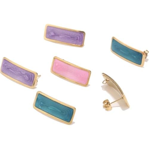 Newest 26mm Stainless Steel Gold Ear Posts with Loops mixed color drawing Stud Earrings Post for Earring Making Findings