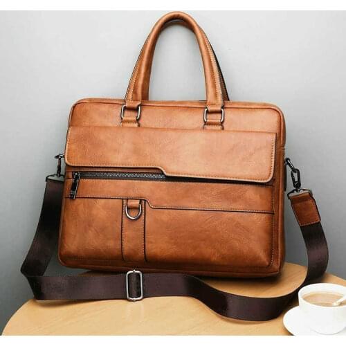 New Men Briefcase Bags Business Leather Bag Shoulder Messenger Bags Work Handbag 14 Inch Laptop Bag Bolso Hombre Bolsa Masculina