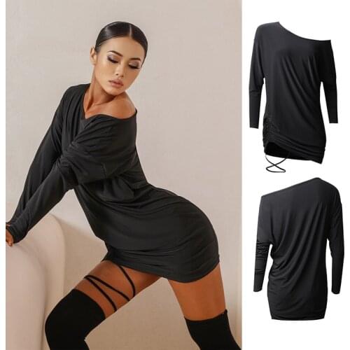 Latin Dance Dress Adults Sexy See-Through Mesh Halter Top Tango Salsa Cha Cha Samba Rumba Wear Latin Practice Clothes DNV13537