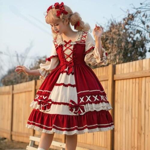 NONSAR Loli New Snow White Dress Cute Lolita Soft Girl Dress Sleeves Tie Cake Party For Women