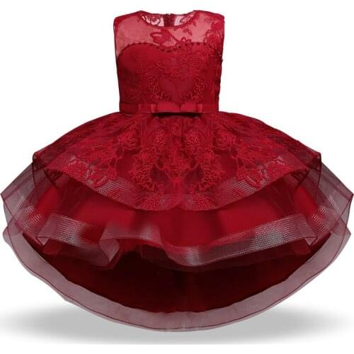 Girls Princess Dresses Sleeveless Clothes Childrens Clothing Lace Mesh Elegant Birthday Party Flower Kids Wedding Gown