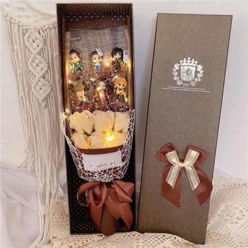 Demon Slayer Rengoku Lovely Plastic Anime Action Figure Toys Cartoon Bouquet Gift Box Valentine Birthday Christmas Gifts