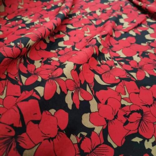 Print Chiffon Stretchy Soft Crepe DIY Fabric Light Breathable Qualified Dress Material
