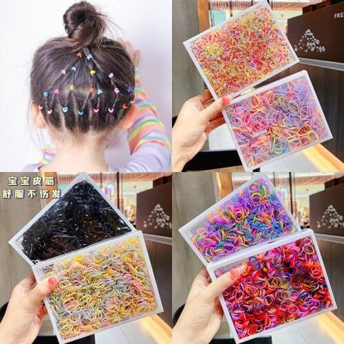 HigoodOne-time rubber band children hair hair hair black rim of the girls upset the baby does not hurt hair rope headdress