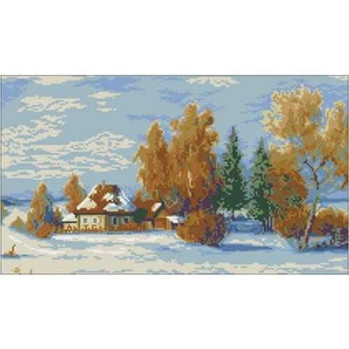Rural landscape in winter patterns Counted Cross Stitch 11CT 14CT 18CT DIY Chinese Cross Stitch Kits Embroidery Needlework Sets