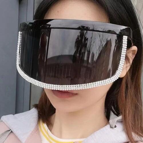 Oversized Diamond Goggle Sunglasses One-piece Sun Glasses For Men Female Shades UV400 Mask Glasses Women Fashion
