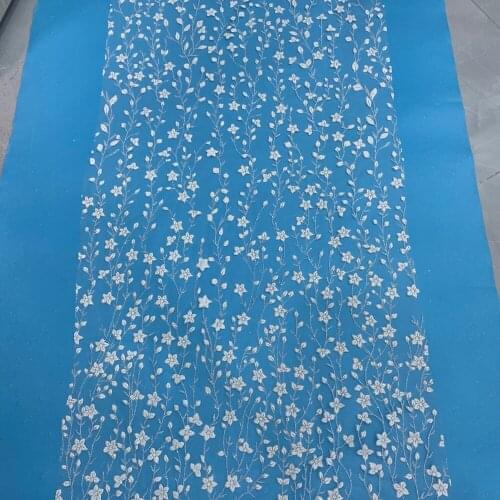 Wedding dress small pearl series mesh gauze wedding dress fashion fabric