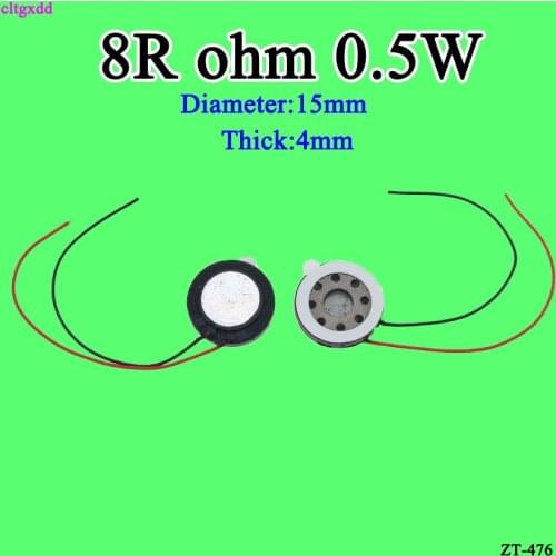 Cltgxdd 5pcs/lot New Ultra-thin Speaker 8 ohms 0.5 watt 0.5W 8R Speaker Diameter 15MM 1.5CM Thickness 4MM With Wire