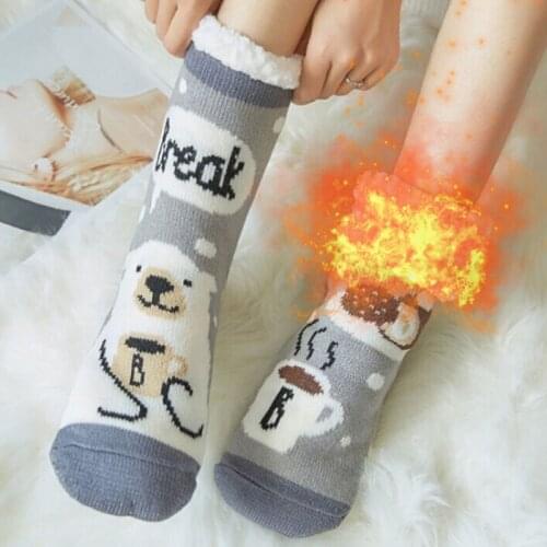 Thicken Fluffy Fur Fleece Cotton Socks Winter Warm Home Floor Slipper Socks Bed Sleeping Funny Animals Cute Gift