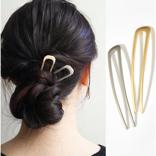 Japan Metal Hair Sticks Women Hairclip Simplicity Minimalist U Shape Girls Hairpins Hair Accessories Hair Bun Maker Headwear