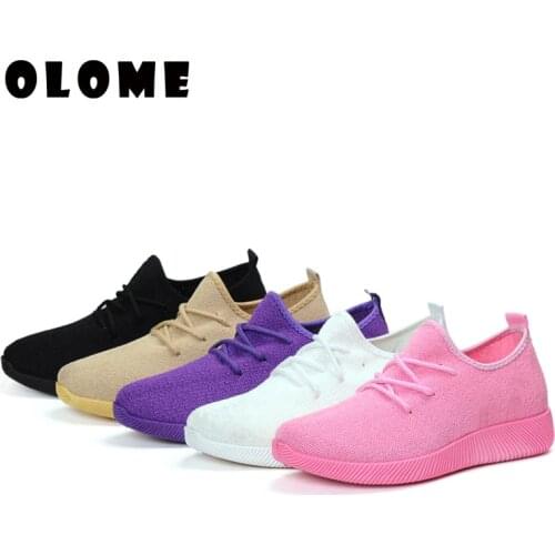Plus Size Breathable Air Mesh Sneakers Women 2019 Spring Summer Slip On Platform Knitting Flats Soft Walking Shoe Women#39 Shoes