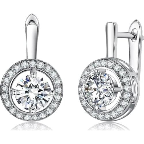 ZEMIOR Shiny Large Zircon Earring Silver Color Round Shape Full Of Love Dangle Earrings For Women Fashion Jewelry New Arrival